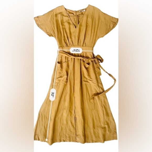 NWT Madewell Linen-Blend Dolman-Sleeve Tie-Waist Midi Dress
Toffee
Size 00 - Picture 6 of 8